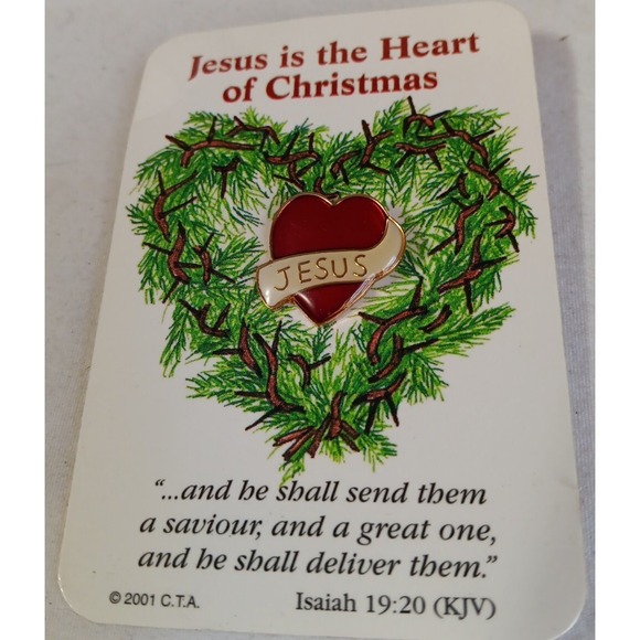 2 Christmas Lapel Pins Jesus Nail Heart Bible Verses Gift - Picture 2 of 5